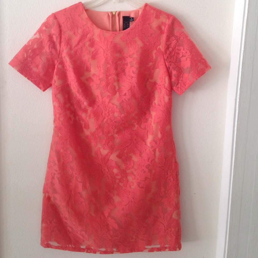 Coral lace dress